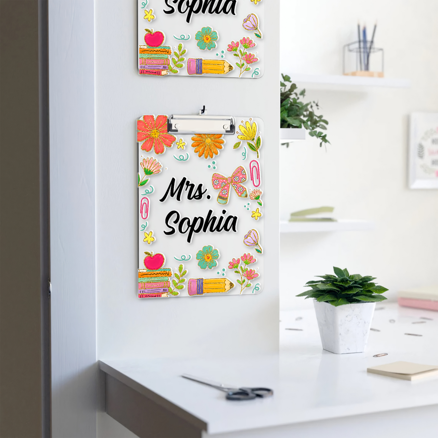 Custom Teacher Name Clipboard, Personalized Back To School Floral Clipboard, Teacher Appreciation Gift 685524