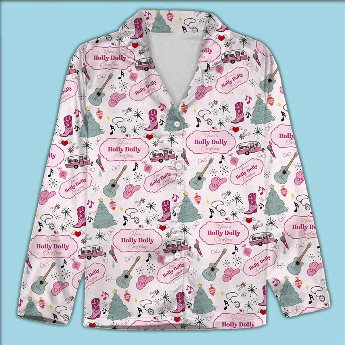 Have A Holly Dolly Christmas Pajamas, Dolly Parton PJ Set, Country Music Holiday Sleepwear 686282