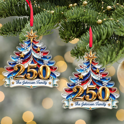 Personalized USA 250th Anniversary Acrylic Ornament, 1776-2026 Patriotic Christmas Tree Decor 685923