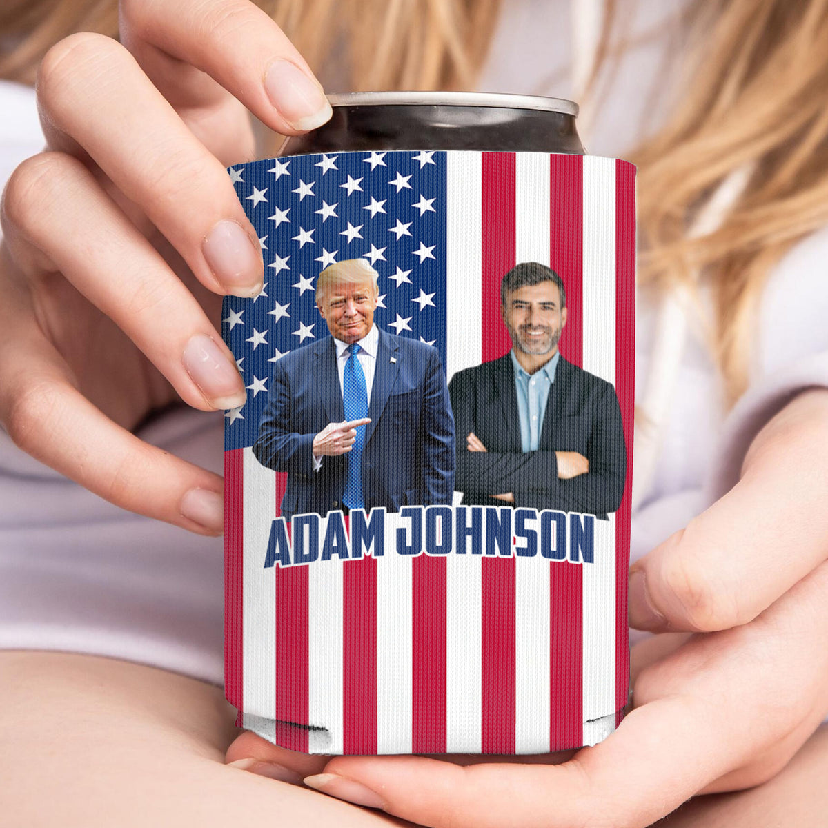 Personalized Photo With Trump Can Cooler | President Trump Can Holder | Family Gift Can Sleeve For Drinks 682434 - GOP