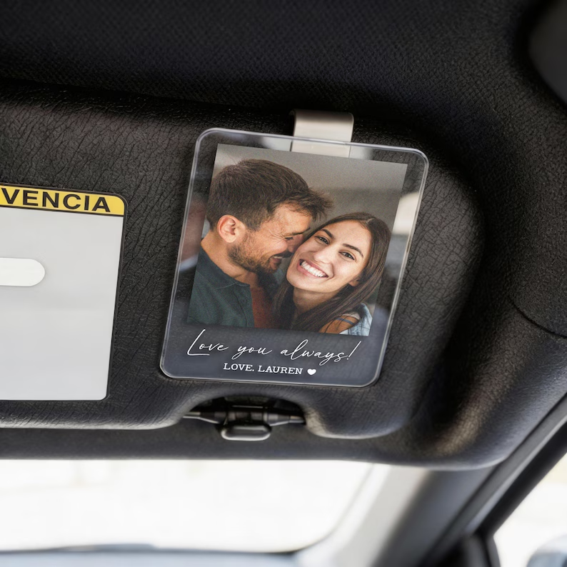 Personalized Drive Safe I Love You Car Visor Clip, Custom Photo Acrylic Visor Gift For Boyfriend, Husband 685140