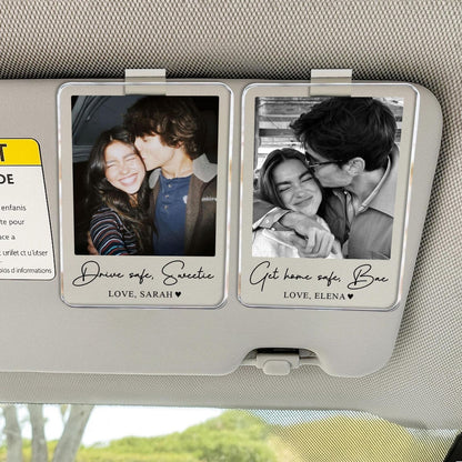 Personalized Couple Photo Car Visor Clip | Custom Valentines Gift for Him | Drive Safe Visor Clip 684183