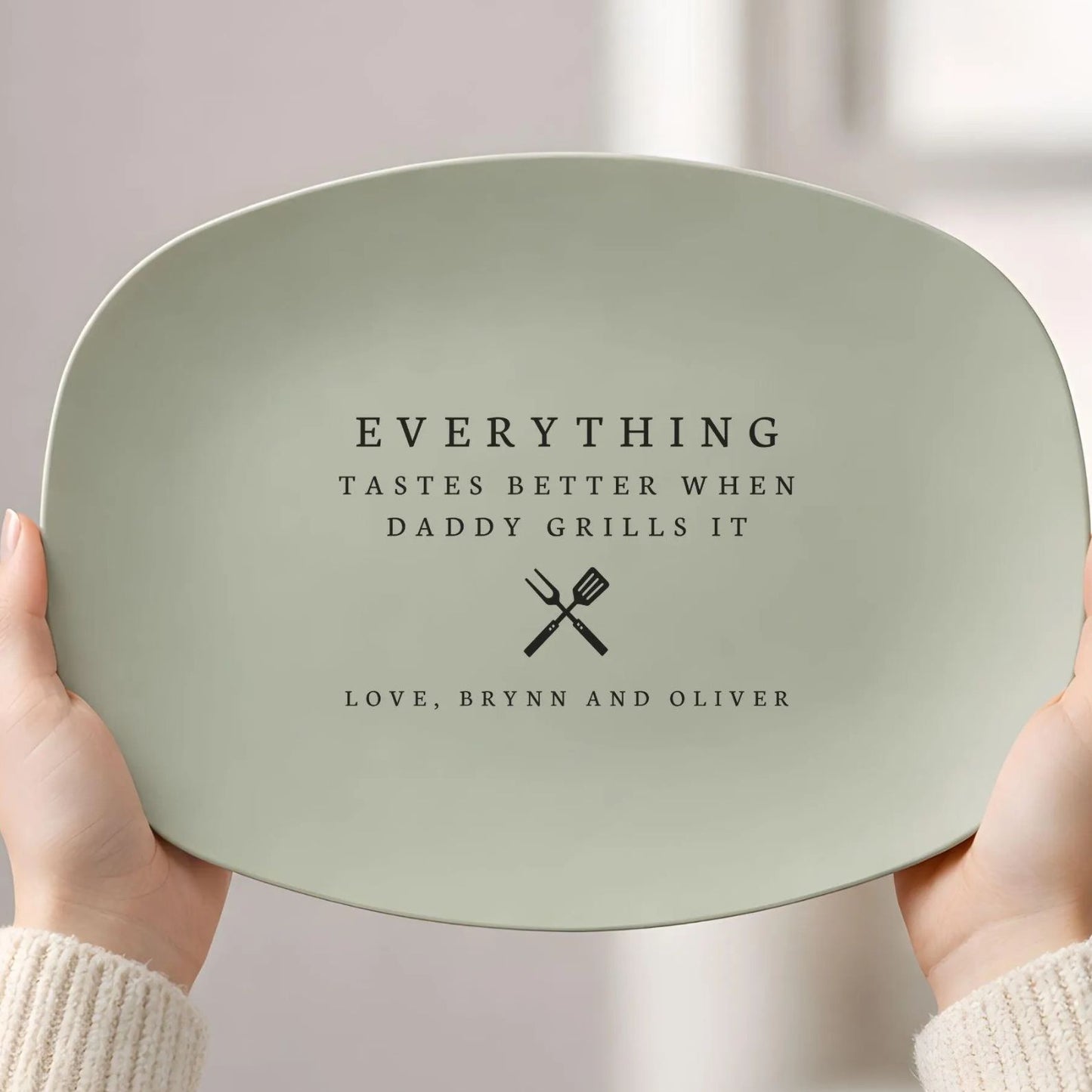 Everything Tastes Better When Dad Grilling It, Custom Daddy Grilling Platter, Personalized BBQ Tray, Father's Day Gifts 684935