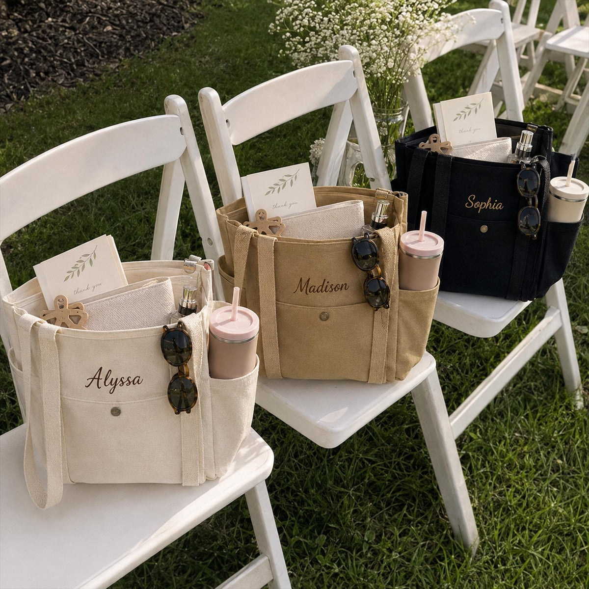 Custom Embroidered Name Tote Bag, Personalized Multi-Pocket Work & Travel Bag 686709 WFD
