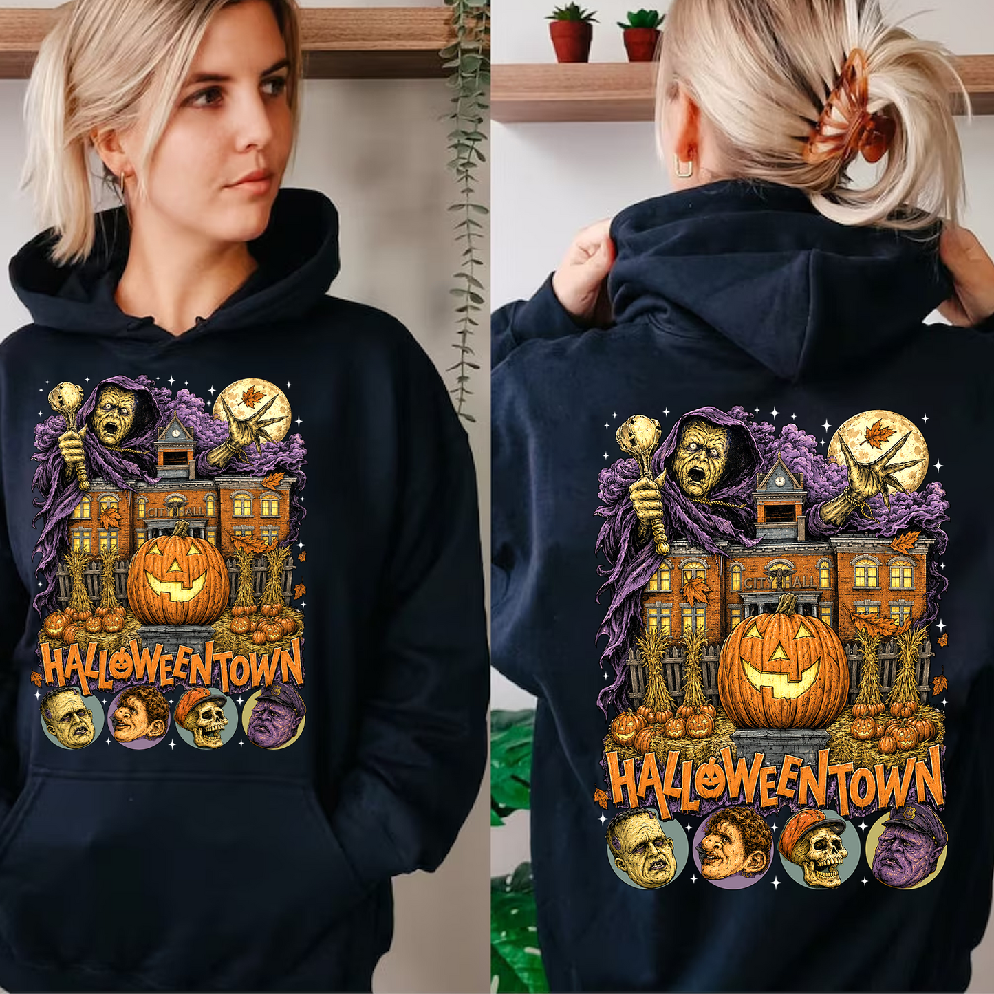 Personalized Halloweentown Front And Back Dark Shirt, Halloween Unisex Graphic T-Shirt 685626