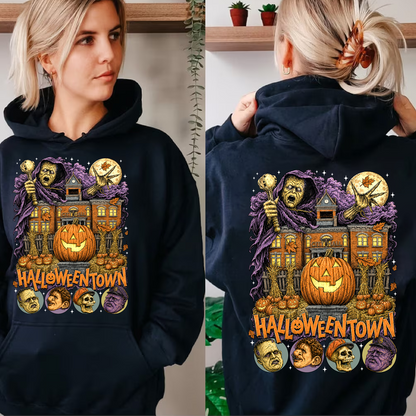 Personalized Halloweentown Front And Back Dark Shirt, Halloween Unisex Graphic T-Shirt 685626