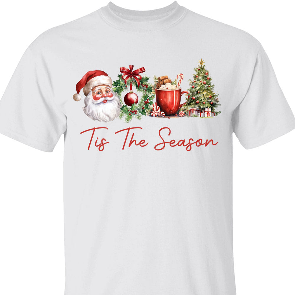 Tis The Season Shirt, Retro Santa Claus Sweater, Water Color Santa Claus Sweatshirt T1638