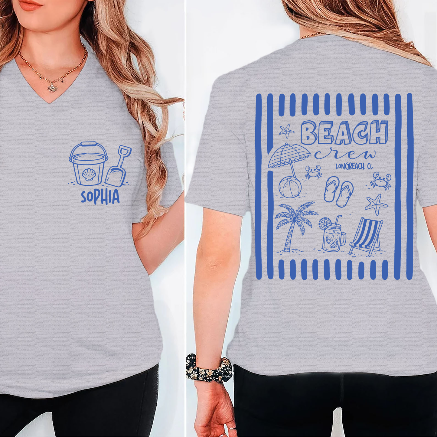 Personalized Beach Vacation Pocket & Back Bright Shirt, Family Trip Summer Tee, Vacay Family Summer Gift 685515