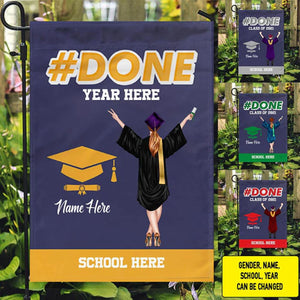 Done Graduation Personalized Custom Garden Flag