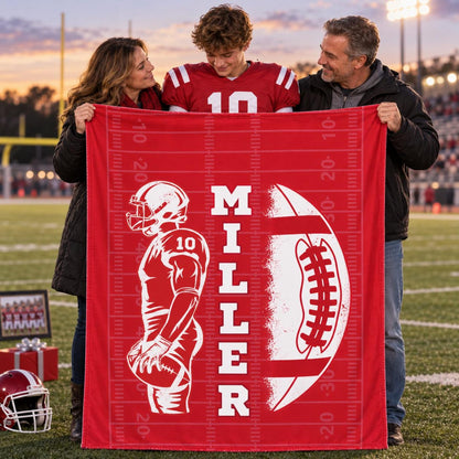 Personalized Senior Football Blanket, Custom Name & Number Throw, Football Graduation Gift, Team Banquet Keepsake 686428 WFD