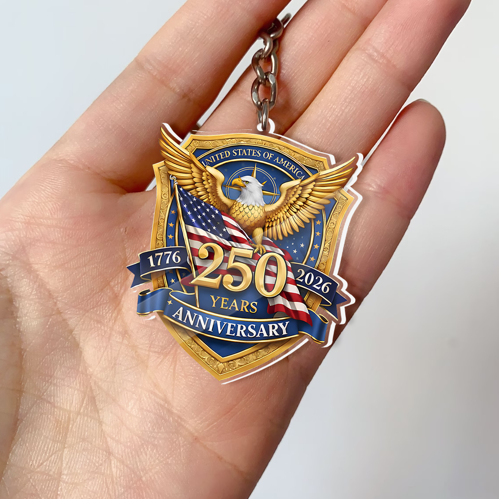 USA 250 Years Anniversary Acrylic Keychain | 1776–2026 Eagle Keychain | Patriotic Gift 684518