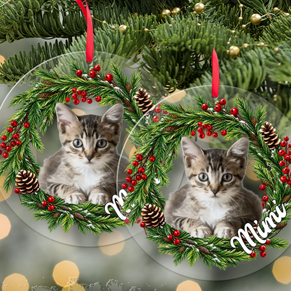 Custom Pet Photo Acrylic Ornament, Christmas Keepsake Gift For Pet's Lover 686003