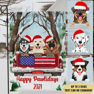 Christmas Happy Pawlidays Truck Car Personalized Custom Dog Cat Garden Flag