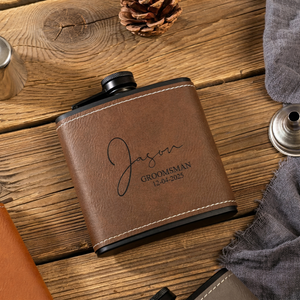 Personalized Leather Flask For Man, Groomsmen Gifts, Best Man Flask Wedding Gifts 684781