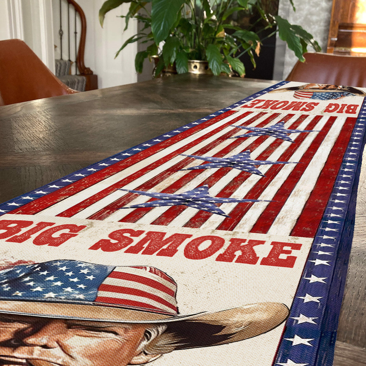 Big Smoke Big Freedom Trump Table Runner | Retro Western USA | Trump 4th Of July Table Runner For Kitchen 682352 - GOP