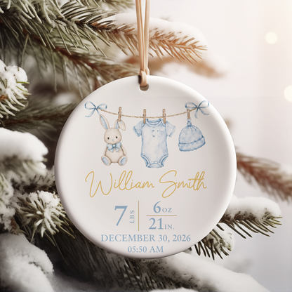 Personalized New Baby Ceramic Ornament, Custom Baby Birth Stats Ornament, Baby First Christmas Keepsake 685975