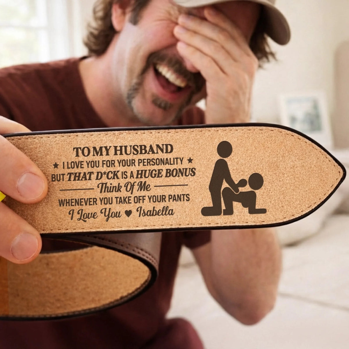 Personalized Naughty Quote Leather Belt, Custom Engraved Leather Belt, Funny Gift For Couple 686496 WFD