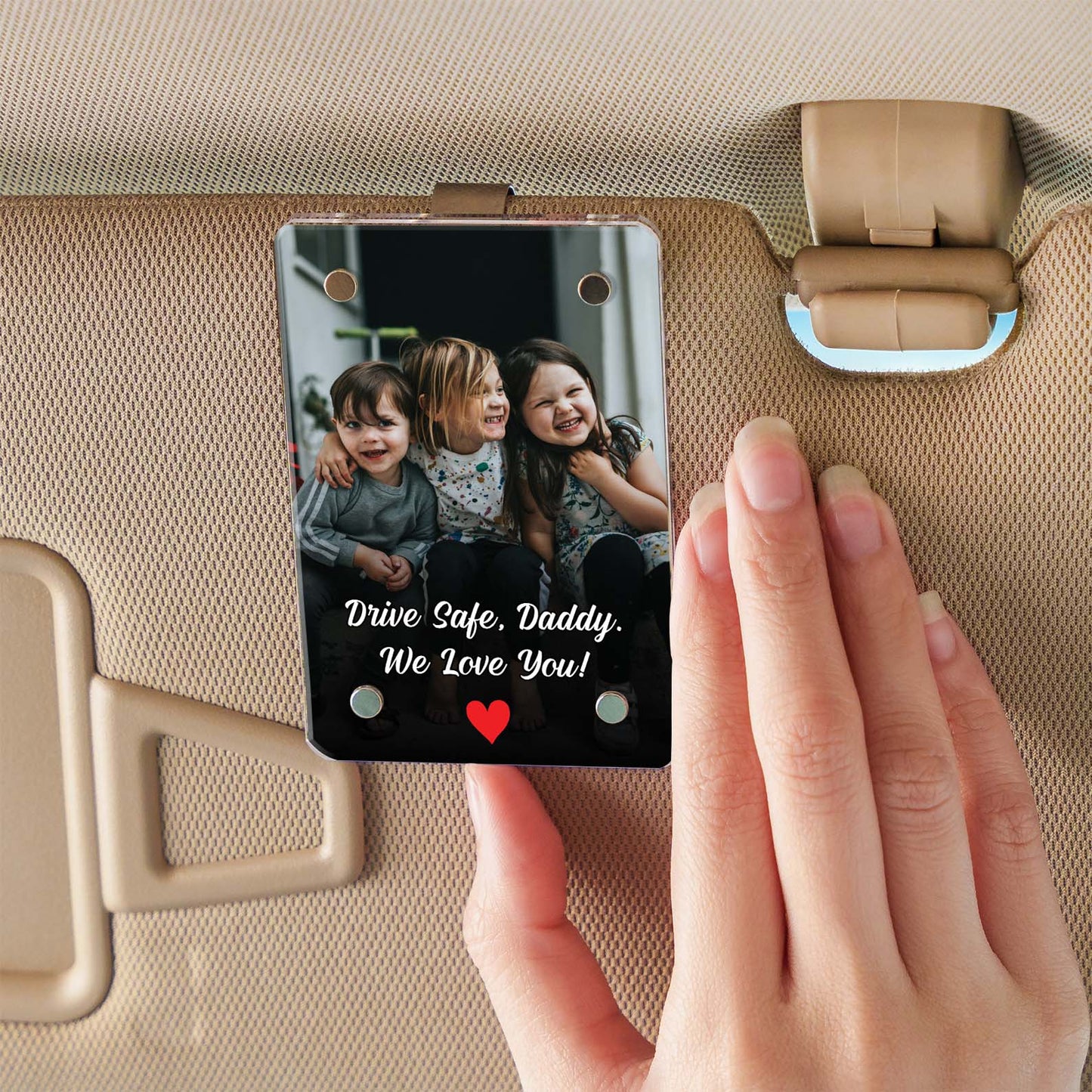 Drive Safe Daddy Custom Photo Car Visor Clip | Personalized Gift For Him | Car Photo Frame 683282
