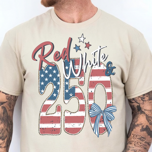 Red White & 250 Anniversary - Coquette Bow Bright Shirt | Patriotic Tee 684461