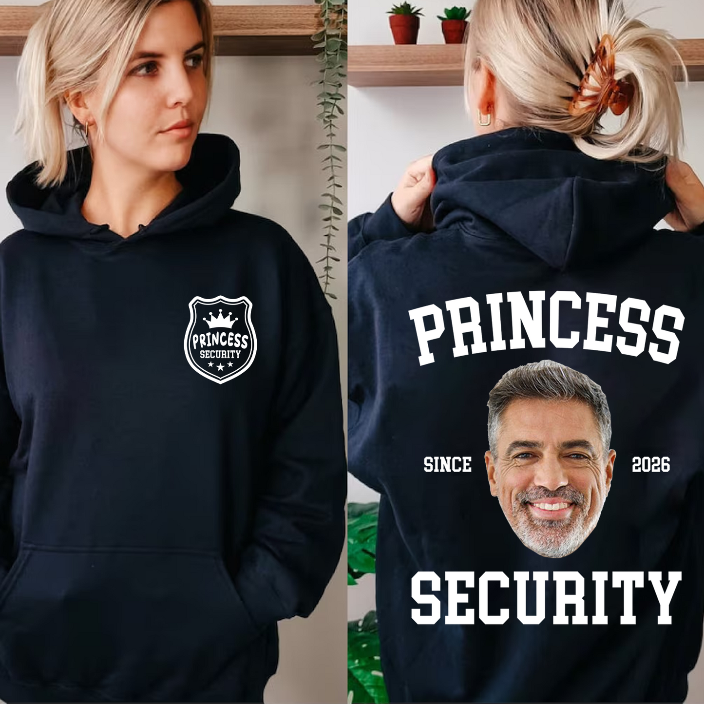 Custom Photo Princess Security Pocket & Back Dark Shirt | Personalized T-Shirt Gift For Father's Day 684680