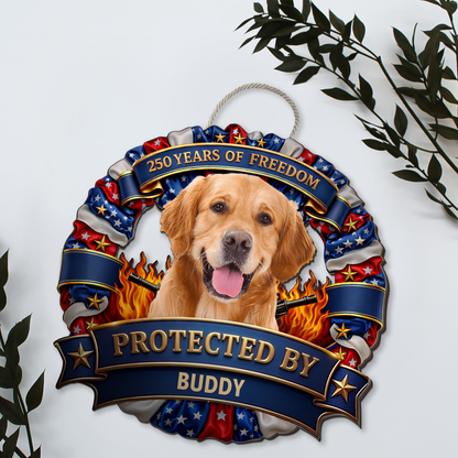 Custom Dog Photo America 250 Years Of Freedom Wooden Sign | Patriotic 4th Of July Wood Sign 684703