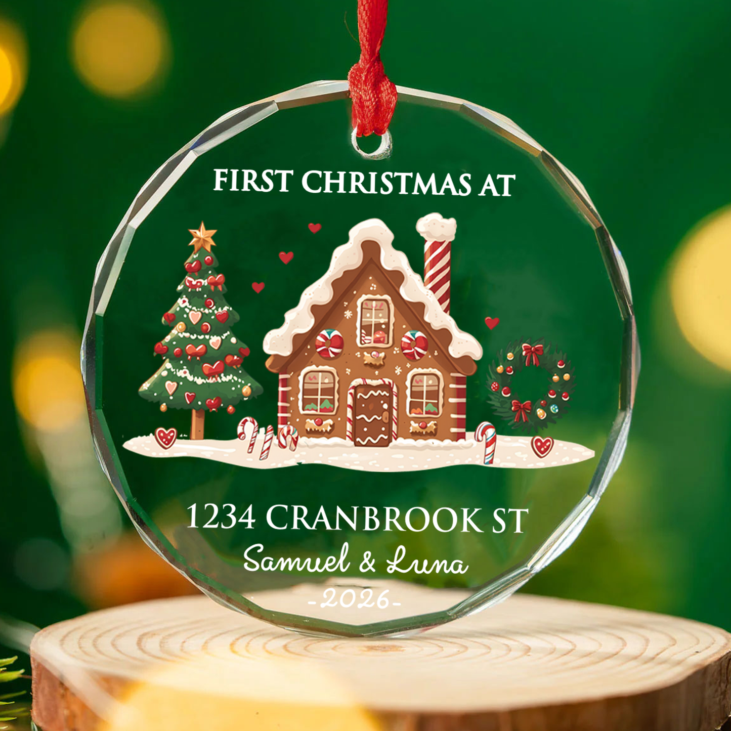 Personalized First Christmas At New Home Glass Ornament, Custom Christmas Housewarming Gift 685931
