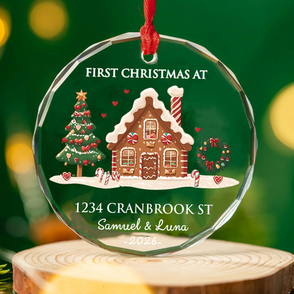 Personalized First Christmas At New Home Glass Ornament, Custom Christmas Housewarming Gift 685931