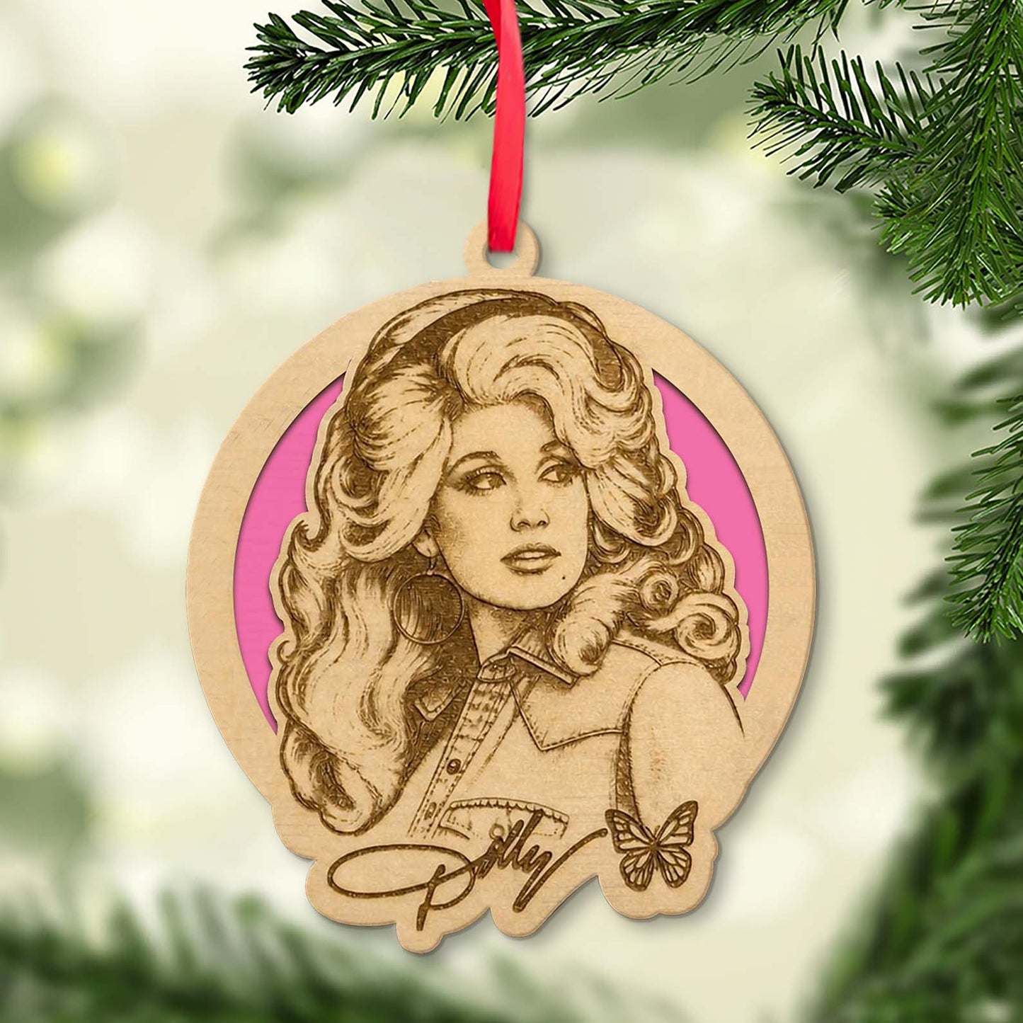 Dolly Parton Rememberance Wooden Ornament, Country Music Christmas Tree Keepsake 686188