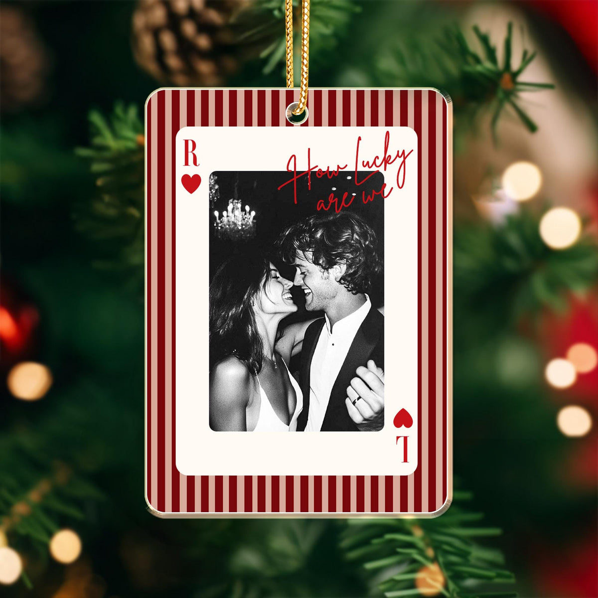 Custom Photo Striped Playing Card Acrylic Ornament, Personalized Christmas Gift For Couple 686829 WFD