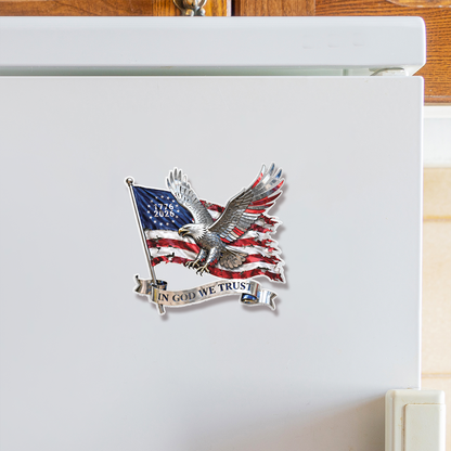 America 250 Years Anniversary Fridge Magnet | In God We Trust Patriotic Eagle Decor 684641