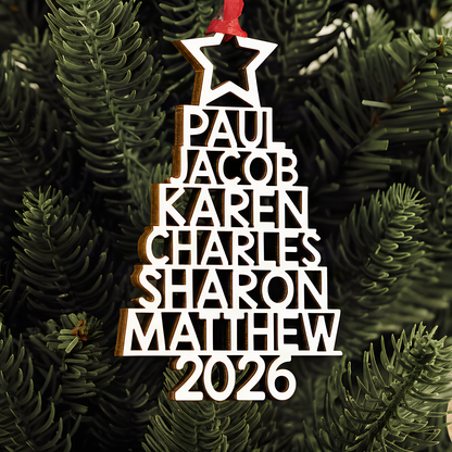 Custom Family Names Wooden Ornament, Personalized Christmas Keepsake Gift 686617