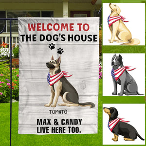 Welcome to The Dogs House Valiant Personalized Custom Dog Garden Flag