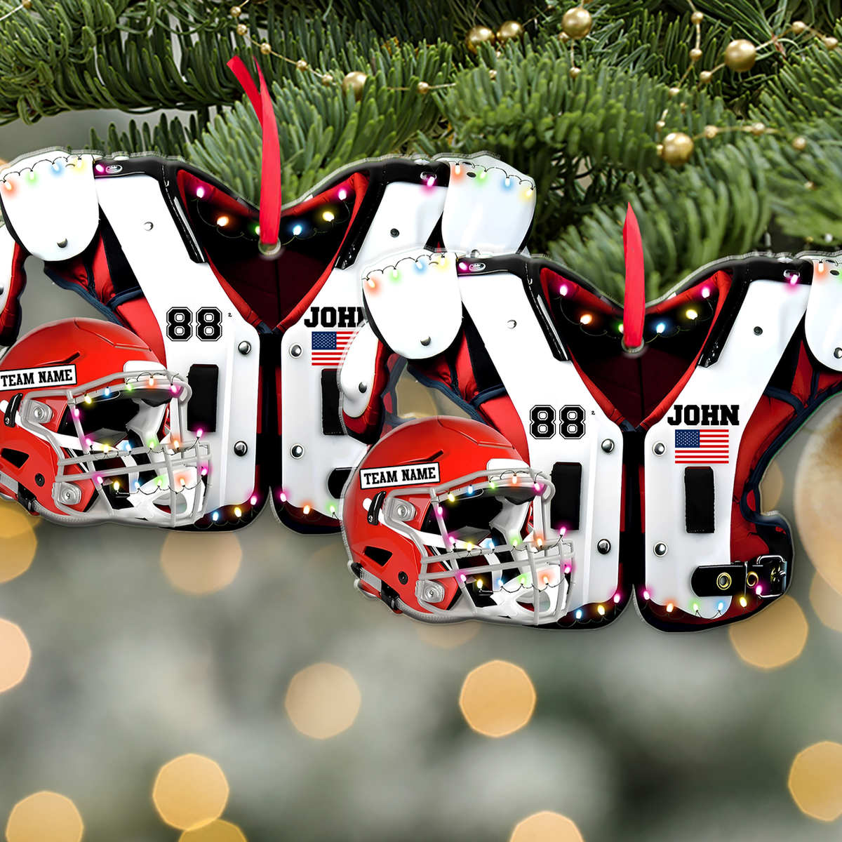 Personalized American Football Acrylic Ornament, Custom Name & Number Christmas Gift For Football Lover 686321