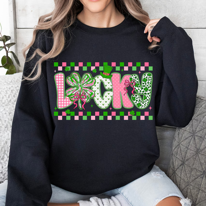 Lucky Checkered Brushstroke Shamrock Dark Shirt | Gift For St Patrick’s Day T-Shirt 684405