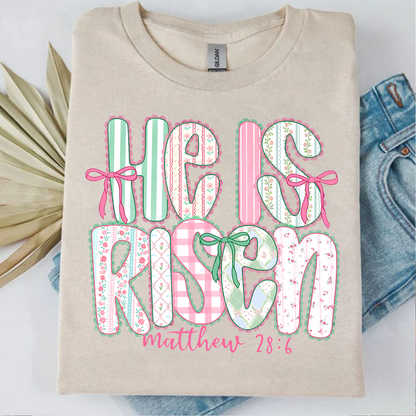 He Is Risen Coquette Lace Bright Shirt | Easter Day T-Shirt 684440