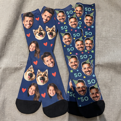 Custom Face Socks, Personalized Photo & Text Socks, Funny Family Christmas Gift, Pet Lover Gift 686264 WFD
