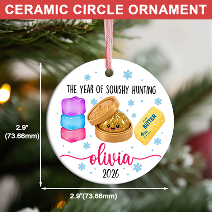 Personalized Squishy Christmas Ceramic Ornament, Custom Name Dumpling Squishy Ornament, Christmas Keepsake Gift 686337