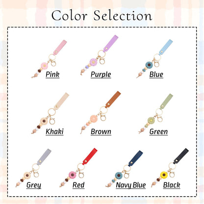 Daisy Beaded Keyring For Girls | Personalized Keychain | Faux Leather Keyring | Custom Name Keychain 684765