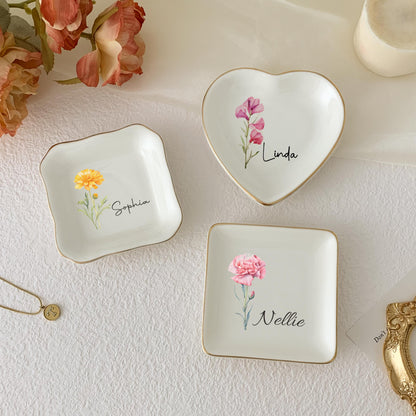 Personalized Mother's Day Jewelry Dish, Custom Name Ring Dish Gift For Mom 684844
