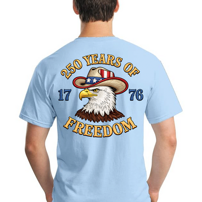 Faux Embroidery Patriotic Eagle Backside Bright Shirt | USA 250 Years Of Freedom Shirt, Patriotic Tee 684492