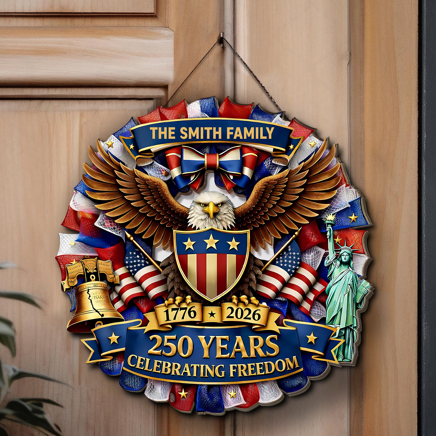 Custom 250 Years Wood Sign - Personalized America 250th Anniversary Sign | Patriotic Wall Decor 684534