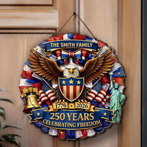 Custom 250 Years Wood Sign - Personalized America 250th Anniversary Sign | Patriotic Wall Decor 684534