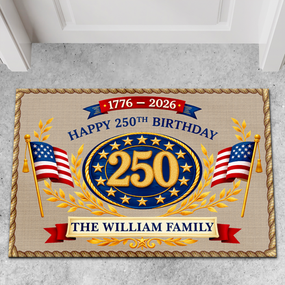 Personalized America 250 Years Anniversary Doormat | Patriotic Family Welcome Mat 684659