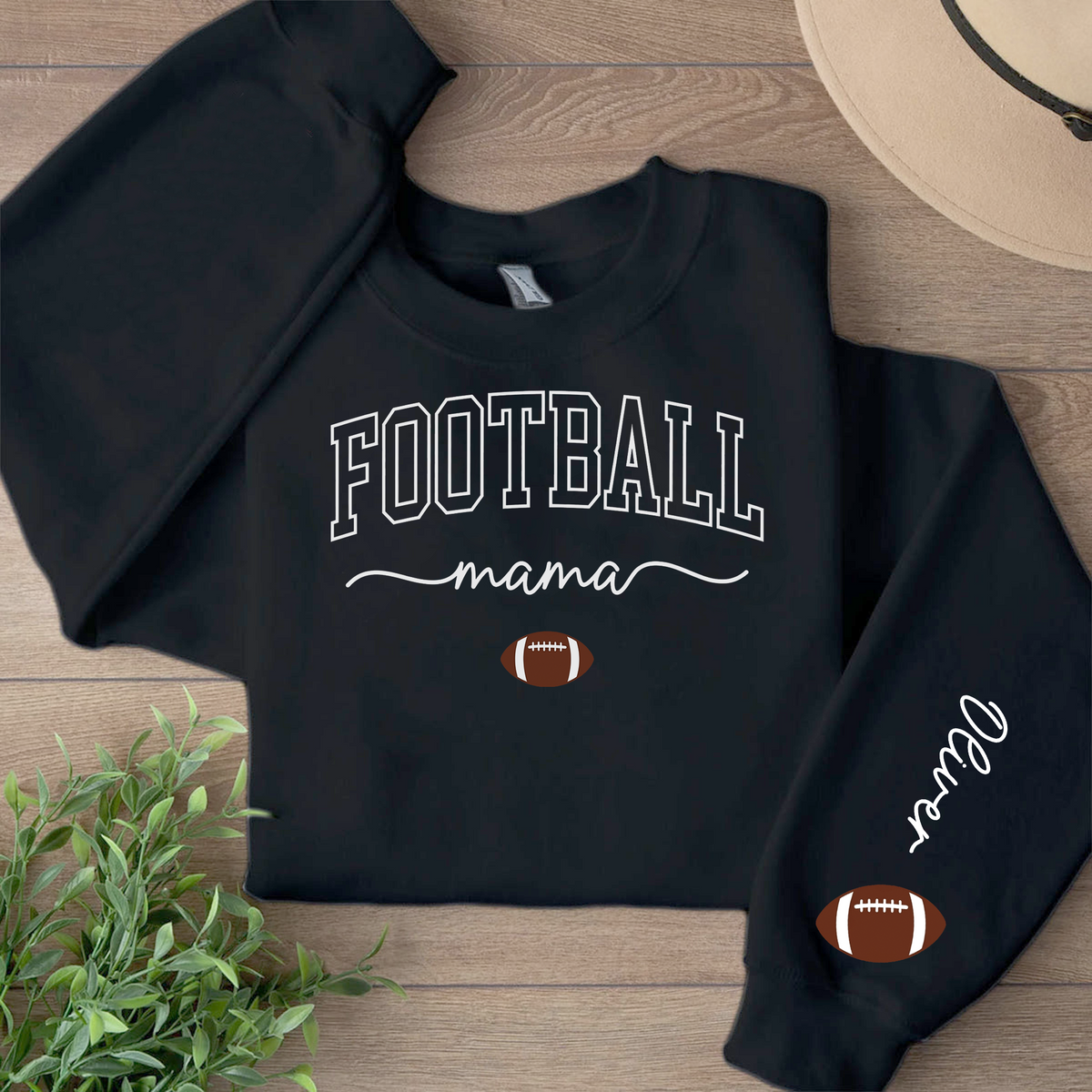 Personalized Football Mama Sweatshirt | Custom Name Sleeve Right Print Sweater 686202