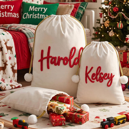 Personalized Santa Sack, Custom Name Christmas Gift Bag, Holiday Gift For Family 686719 WFD