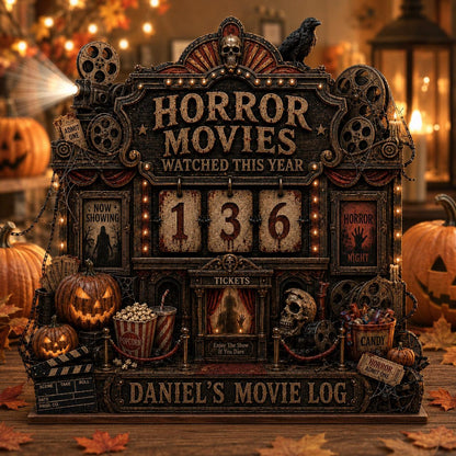 Personalized Horror Movie Tracker, Custom Name Halloween Movie Log, Gift For Scary Film Fans 685662