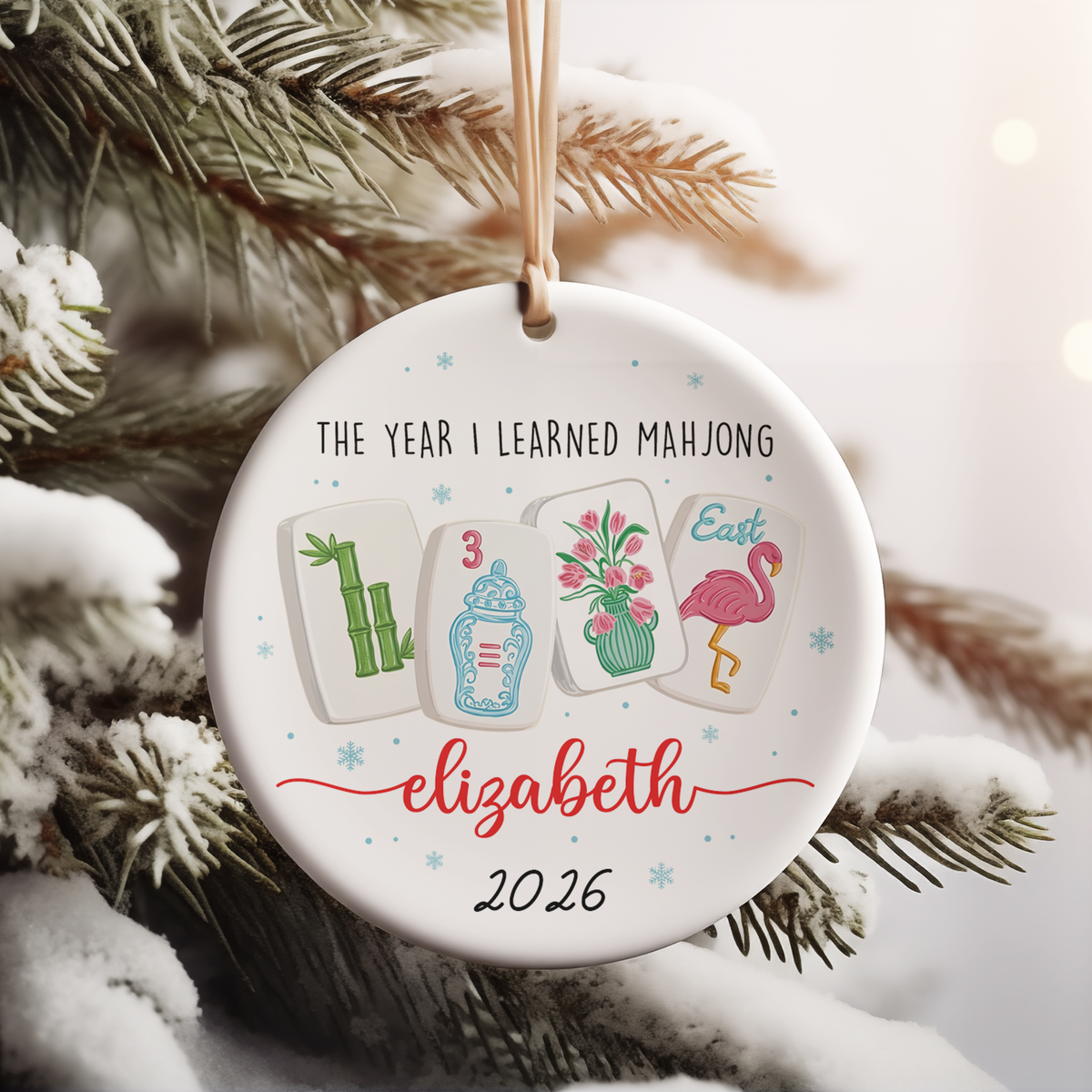 Personalized The Year I Learned Mahjong Ceramic Ornament, Custom Name Funny Christmas Gift 686448