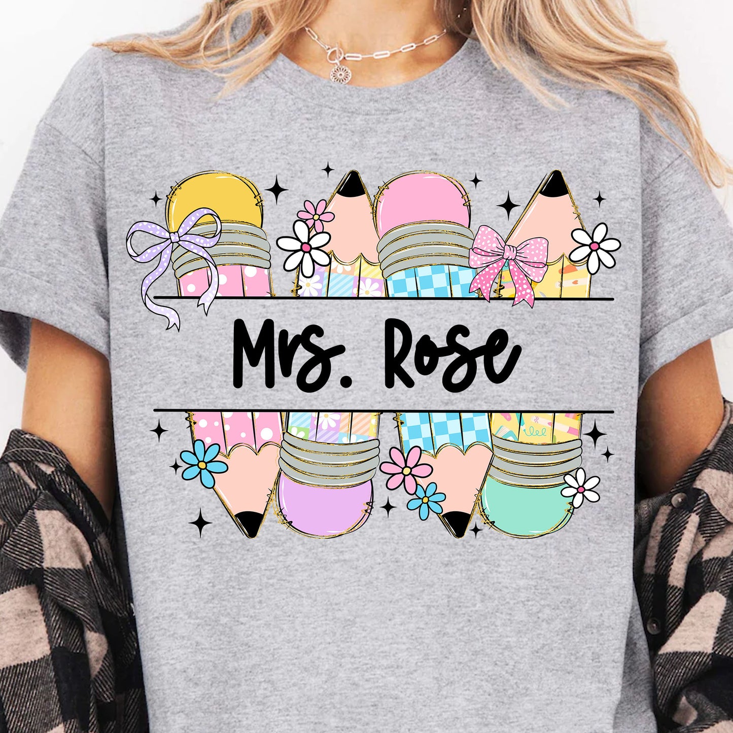 Personalized Kindergarten Teacher Pencil T-Shirt | Back to School Tee | Custom Shirt for Teachers 682577