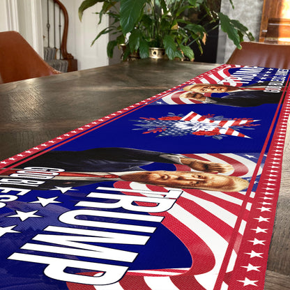 Trump God Bless America Table Runner | Trump Flag 4th Of July | Independence Day Table Runner For Kitchen 682351 - GOP