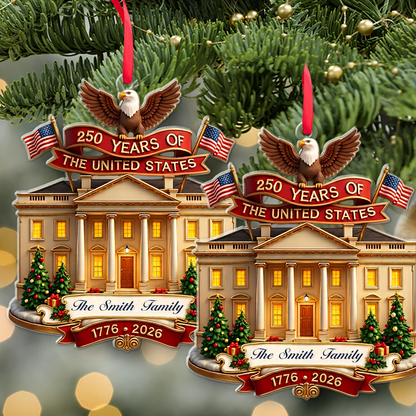 Personalized USA 250th Anniversary Acrylic Ornament, Custom Name Christmas Keepsake Gift 686451